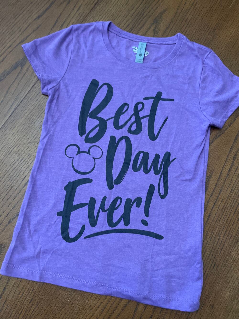 Disney  Best Day Ever  Kids Shirt Purple SIze L